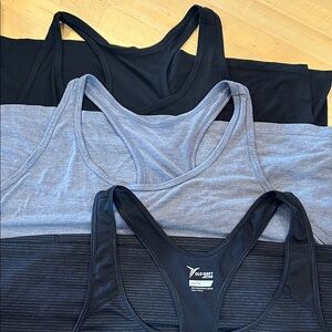 3 Old Navy Women's Sports tank tops - Black, gray and stripe